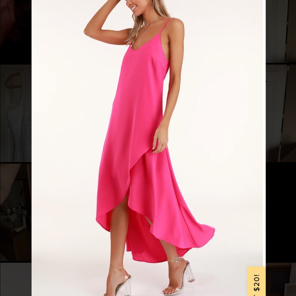 Lulu’s High Low Bright Pink Maxi Dress